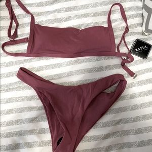 NWT- ZAFUL ribbed square collar bikini swimwear